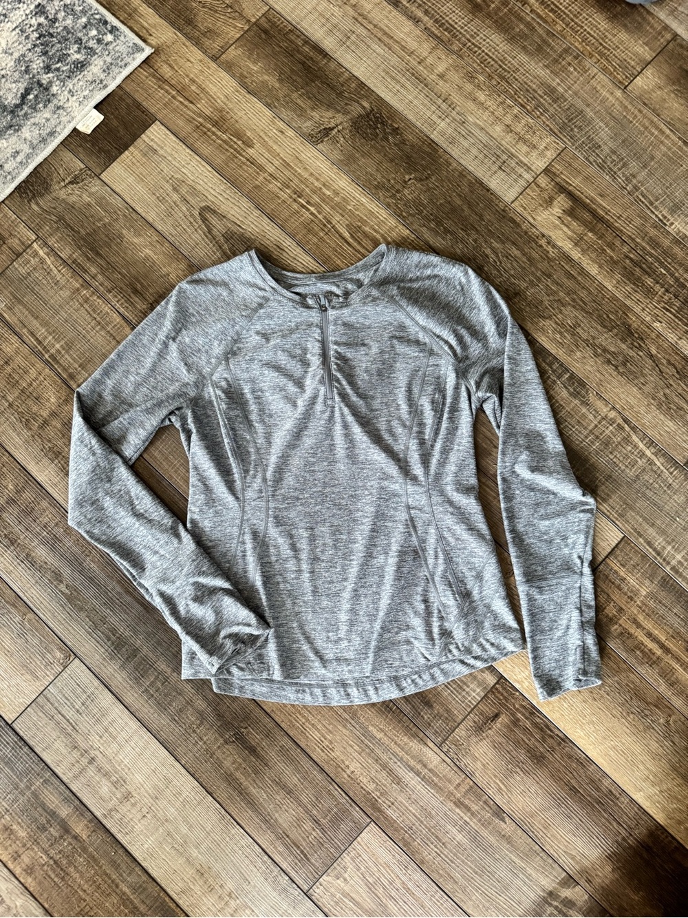 Athleta Heather Gray Long-Sleeve Quarter Zip Performance Top